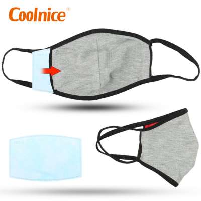 Reusable Windproof Face Masks Washable Cotton PM2.5 Black Mouth Mask with Activated Carbon Filter