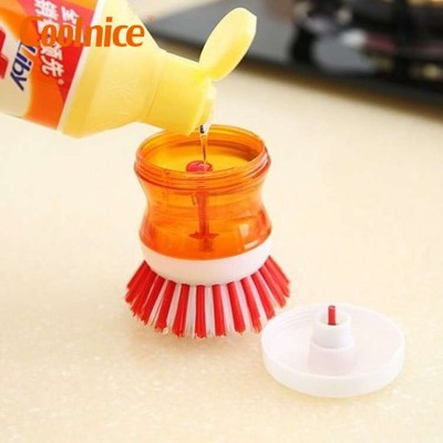 Custom Kitchen Cleaning Push Button Release Washing Up Liquid Soap Dispensing Dish Brush